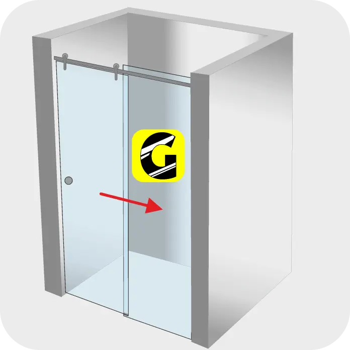 Schiebetürdusche in einer Nische von Glas Scholl