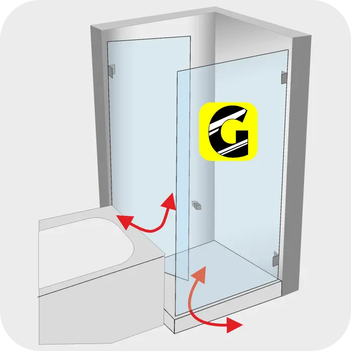 Doppelklapp Dusche neben Badewanne von Glas Scholl