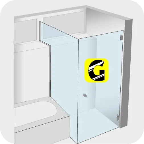 Eckdusche neben der Badewanne mit Modell-Seitenteil von Glas Scholl