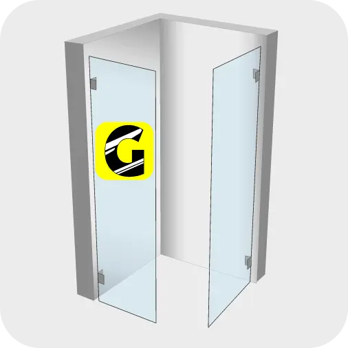 90° Dusche mit zwei Festteilen - ohne Tür von Glas Scholl