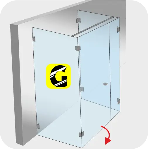 U-Dusche Tür mit Seitenteil von Glas Scholl
